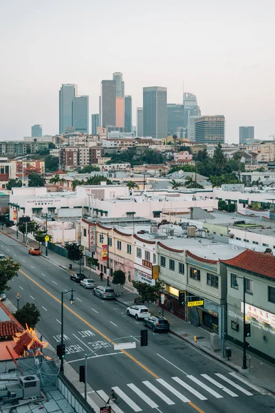 Vista de Hill Street en Chinatown y el centro de Los Ángeles sk —  Fotos de Stock