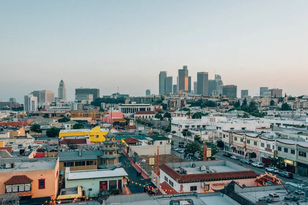 Widok na Chinatown i Śródmieście w Los Angeles, Kalifornia — Zdjęcie stockowe