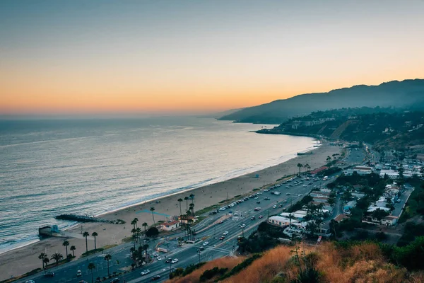 Widok zachodu słońca z punktu na Bluffs, w Pacific Palisades, — Zdjęcie stockowe