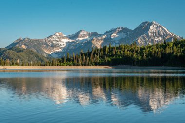 Mountains reflecting in Silver Lake Flat Reservoir, on the Alpin clipart