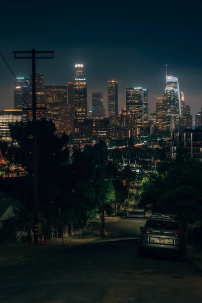 ロサンゼルスのダウンタウンのスカイラインの街並み図 — ストック写真