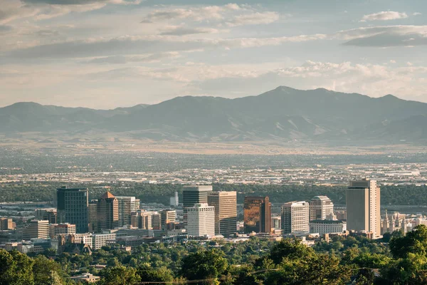 Widok na panoramę śródmieścia Salt Lake City, Utah — Zdjęcie stockowe