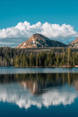Snowy mountains reflecting in Trial Lake, in the Uinta Mountains clipart