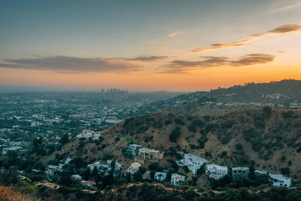 Gün batımında Runyon Canyon Park'tan hollywood, Los Angele'de manzara