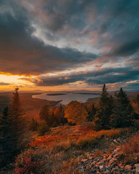 Solnedgång Från Höjd Land Roxbury Maine — Stockfoto