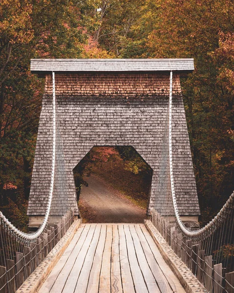 Осенний Цвет Мост Новом Портленде Штат Мэн — стоковое фото
