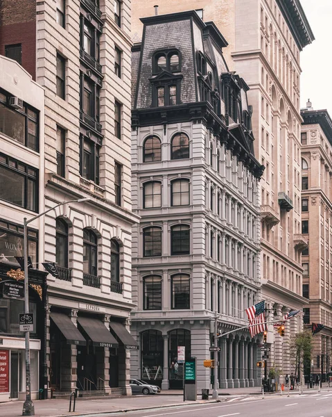 Architektura Křižovatce Ulice Okrese Flatiron Manhattan New York City — Stock fotografie