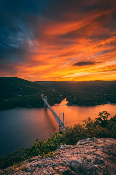 Solnedgång Utsikt Från Anthonys Nose Med Utsikt Över Hudson River — Stockfoto