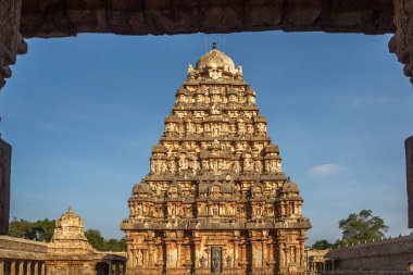 12. yüzyılda Rajaraja Çola II tarafından inşa Airavateswara Tapınağı. Bir tanınmış Unesco Dünya Mirası Anıtı Kumbakonam, Darasuram, Tamilnadu, Hindistan tapınaktır