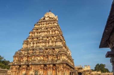 12. yüzyılda Rajaraja Çola II tarafından inşa Airavateswara Tapınağı. Bir tanınmış Unesco Dünya Mirası Anıtı Kumbakonam, Darasuram, Tamilnadu, Hindistan tapınaktır