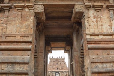 Entrance of Brihadeeswarar or Brihadisvara Temple in Thanjavur.Hindu temple dedicated to Shiva located in Tamilnadu India.UNESCO World Heritage Site clipart