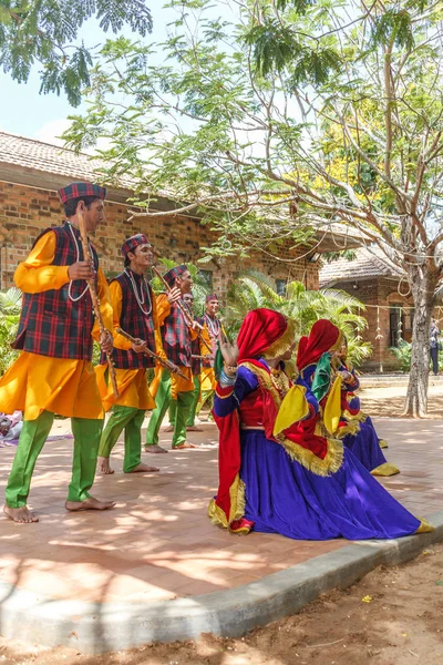 Folk Dances Uttarakhand Parte Norte Índia Juntamente Com Banda Música — Fotografia de Stock