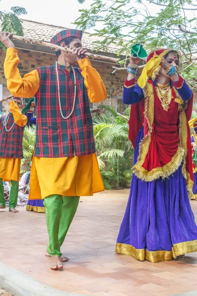 Folk Dances Uttarakhand Parte Norte Índia Juntamente Com Banda Música — Fotografia de Stock