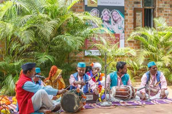 Folk Dances Uttarakhand Parte Norte Índia Juntamente Com Banda Música — Fotografia de Stock