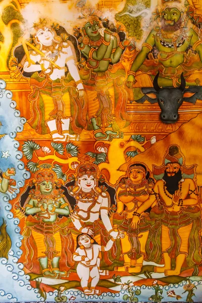Közeli Kilátás Ősi Indiai Istennő Falfestmények — Stock Fotó