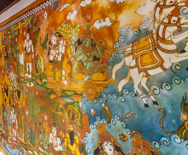Närbild Forntida Indiska Gudinna Väggmålningar — Stockfoto
