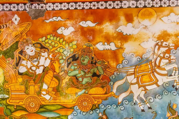 Nahaufnahme Der Wandmalereien Der Alten Indischen Göttin — Stockfoto