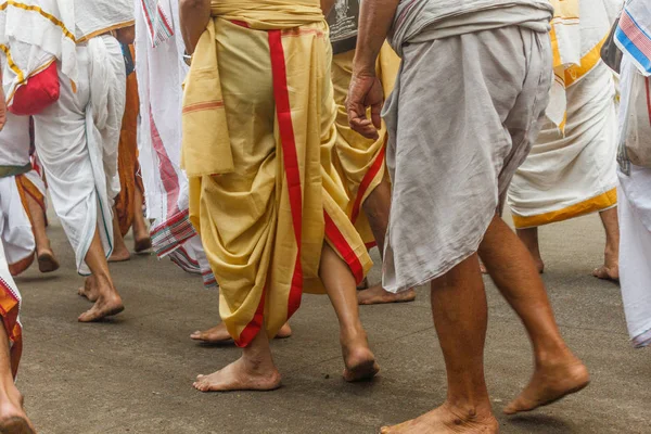 Ομάδα Ινδουιστή Ιερέας Είδε Περπατάει Και Τραγουδά Επαινώντας Τον Θρησκευτικό — Φωτογραφία Αρχείου