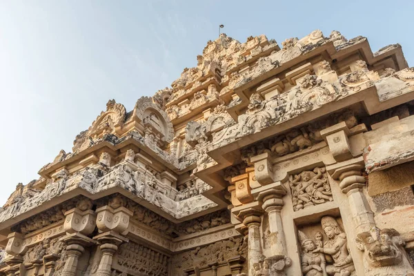 Ancient temple of kanchipuram kailasanathar temple and was built during 685-705AD using sandstone compound material contains a large number of carvings and shrines.low light selective focus on subject