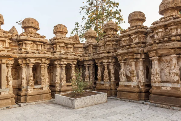 Ancient temple of kanchipuram kailasanathar temple and was built during 685-705AD using sandstone compound material contains a large number of carvings and shrines.low light selective focus on subject