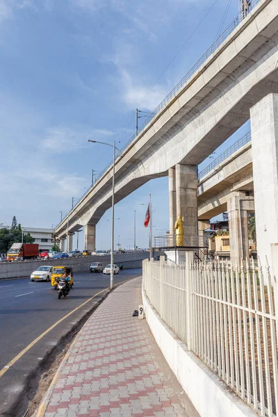 Chennai India mayo 27 2018 doble litera metro tren puente constr — Foto de Stock