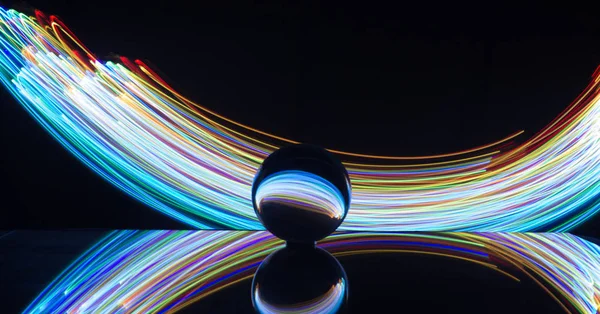 Light painting with crystal ball using led Christmas colorful li