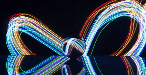 Light painting with crystal ball using led Christmas colorful li