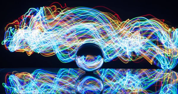 Light painting with crystal ball using led Christmas colorful li