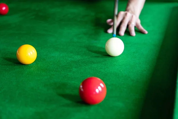 Game snooker billiards or opening frame player ready for the bal — Stock Photo, Image