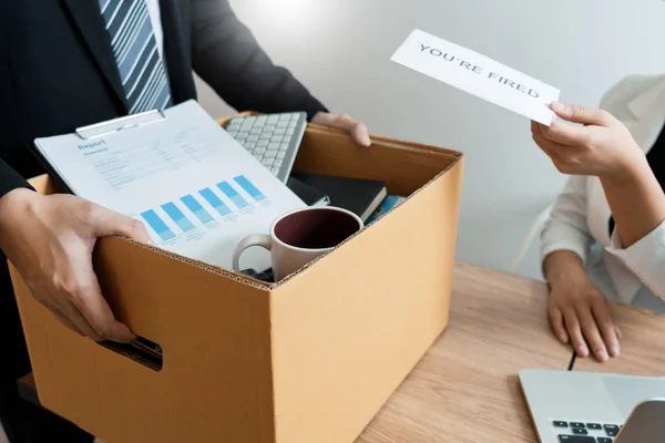 Businessman sending resignation letter to employer boss Includin — Stock Photo, Image