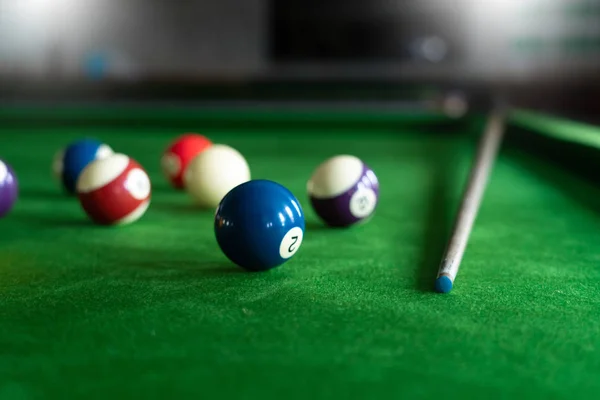 Man's hand and Cue arm playing snooker game or preparing aiming — Stock Photo, Image