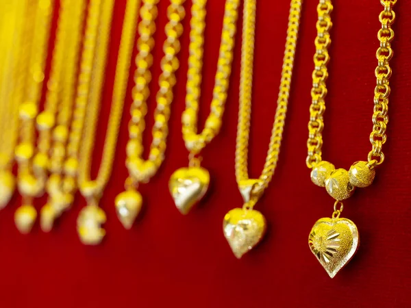Heart Shape Golden Necklace — Stock Photo, Image