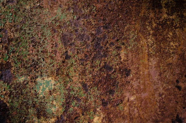 Verroeste en geoxideerde metalen textuur. Achtergrond van het oude Ferrum blad. Grunge muur met strepen van pitting. Concept van abstract gecorrodeerd ijzer. Plaats voor tekst Stockafbeelding