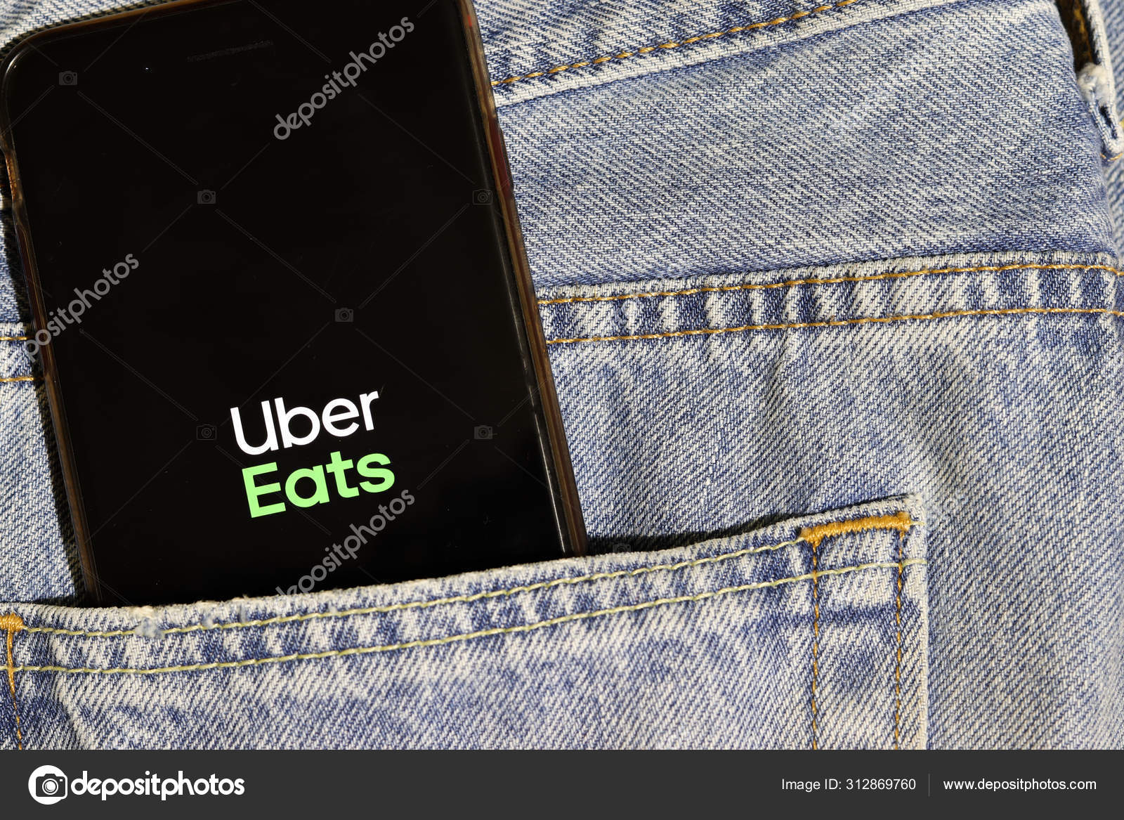 Los Angeles California Usa October 2019 Mobile Phone Uber Eats 