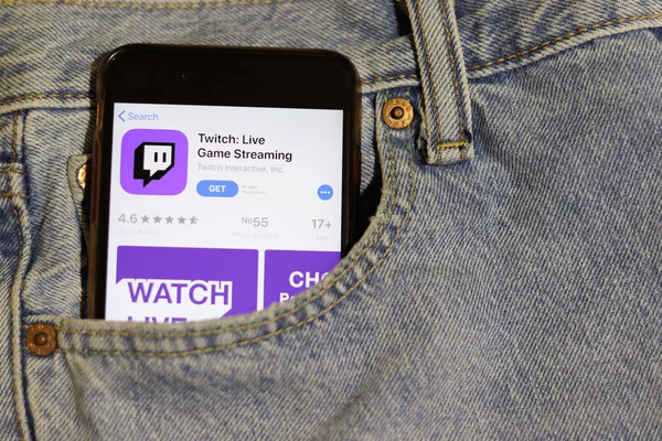 Los Angeles Califórnia Eua Outubro 2019 Celular Com Logotipo Twitch — Fotografia de Stock