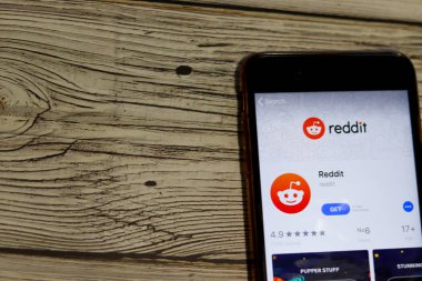 Uygulama mağazasında Reddit Simgesi, kapatıyorum. Los Angeles, California, Usa - 13 Ekim 2019, Illustrative Editorial
