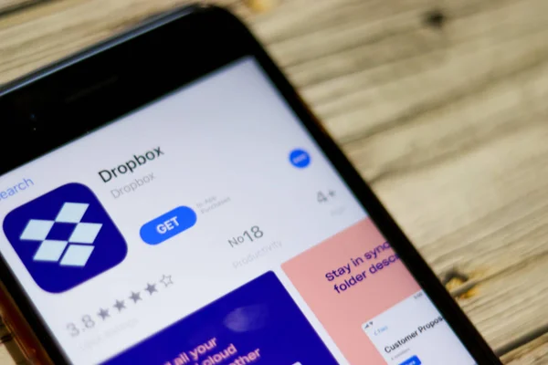 Telefon Komórkowy Logo Dropbox Ekranie Los Angeles California Usa Października — Zdjęcie stockowe