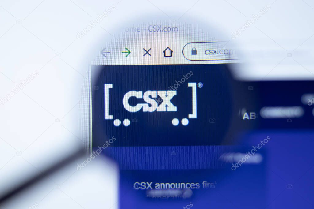 Moscow, Russia - 1 June 2020: CSX.com website page. CSX Corp logo on display screen, Illustrative Editorial