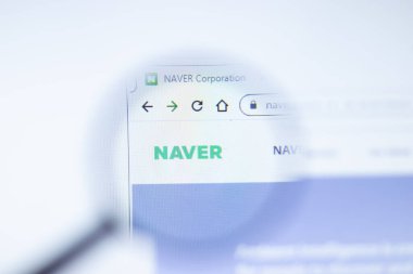 Moskova, Rusya - 1 Haziran 2020: NaverCorp.com web sitesi. Naver Corp logosu ekranda, İllüstrasyon Editörü
