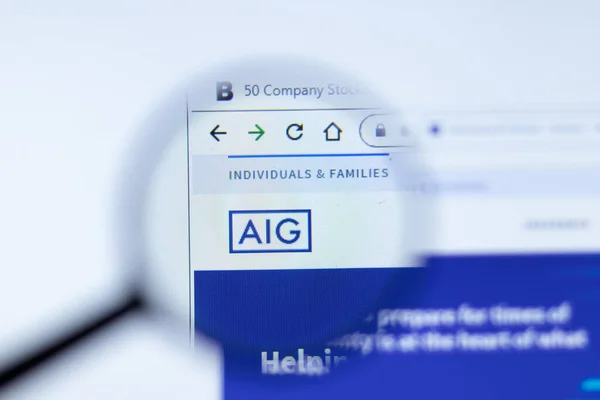 Moskova Rusya Haziran 2020 Aig Com Web Sitesi Aig American — Stok fotoğraf