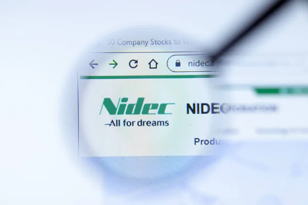 Moskva Ryssland Juni 2020 Nidec Com Webbsida Nidec Corp Logotyp — Stockfoto