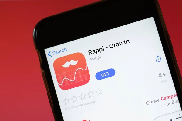Москва Россия Июня 2020 Года Приложение Rappi Growth Mobile Logo — стоковое фото