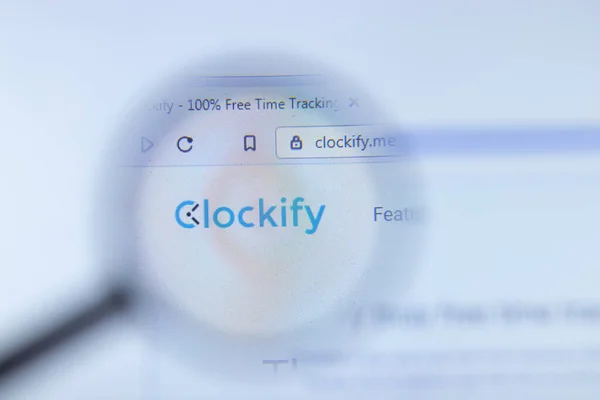 Moscú Rusia Junio 2020 Clockify Página Web Navegador Primer Plano — Foto de Stock