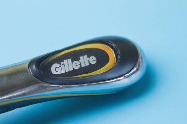 Moskova, Rusya - 1 Haziran 2020: Jilet üzerindeki Gillette logosu, İllüstrasyon Editörü