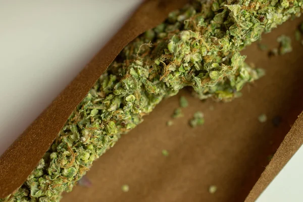 Cannabis Marijuana Rolled Blunt Close Top View — Stock Photo, Image