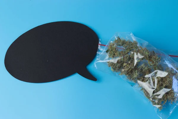 Paquete Marihuana Caja Diálogo Burbuja Cerradura Con Cremallera Cannabis —  Fotos de Stock