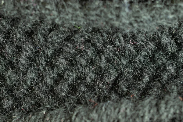 Zwarte Grijze Wol Textuur Achtergrond Macro — Stockfoto