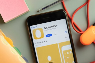 New York, ABD - 26 Eylül 2020: Telefon ekranında Egg Timer Plus mobil uygulama logosu, İllüstrasyon Editörü.