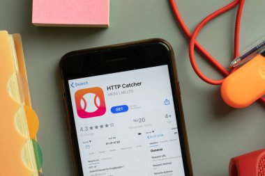 New York, ABD - 28 Eylül 2020: Telefon ekranında HTTP Yakalayıcı mobil uygulama logosu, İllüstrasyon Editörü.