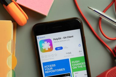 New York, ABD - 28 Eylül 2020: Telefon ekranında Poligit Git Müşteri Mobil uygulama logosu, İllüstrasyon Editörü.